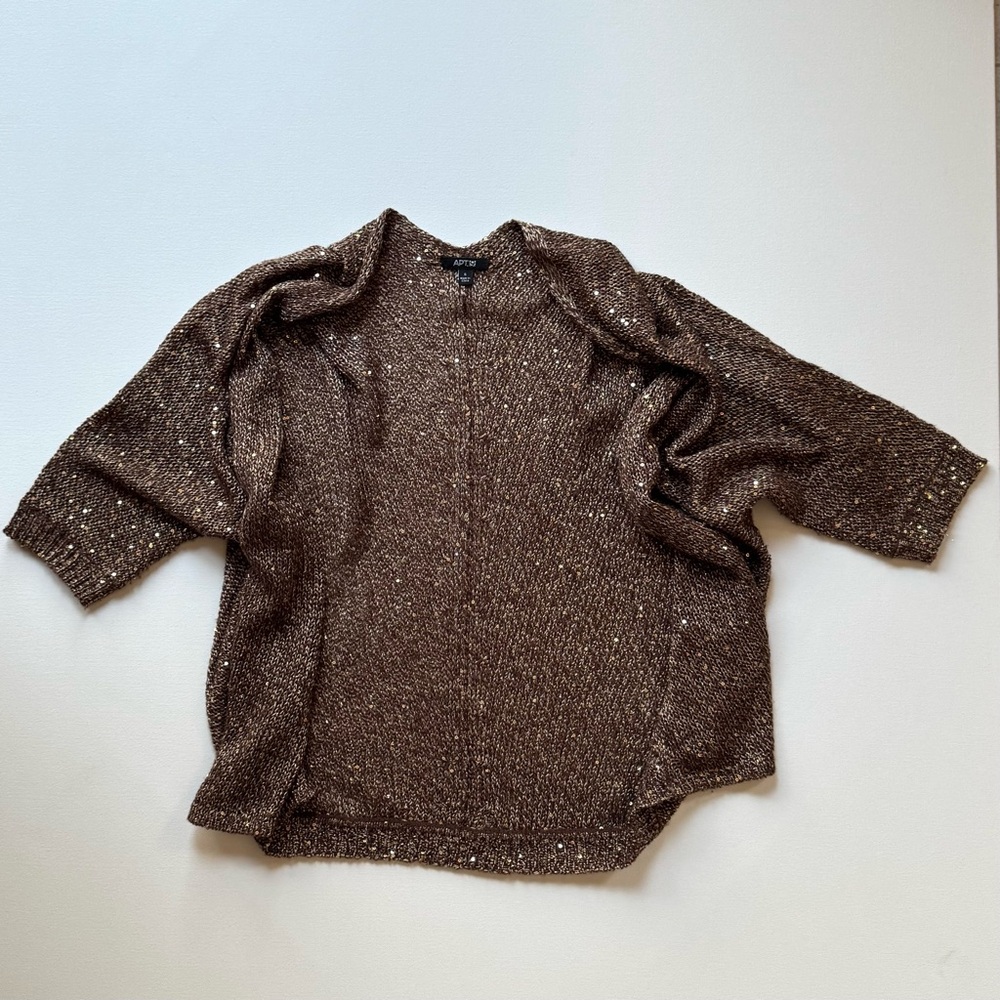 Apt. 9 Women's Small Gold Shimmer Open Front Cardigan